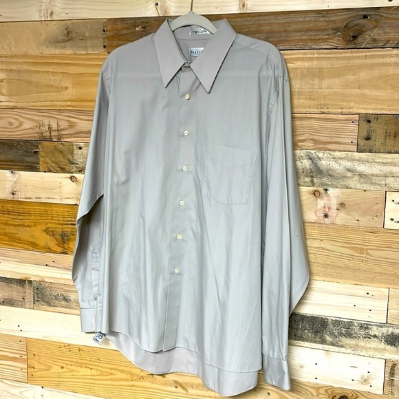 Van Heusen size 17 36/37 wrinkle free tan color long sleeve button down - Picture 1 of 6